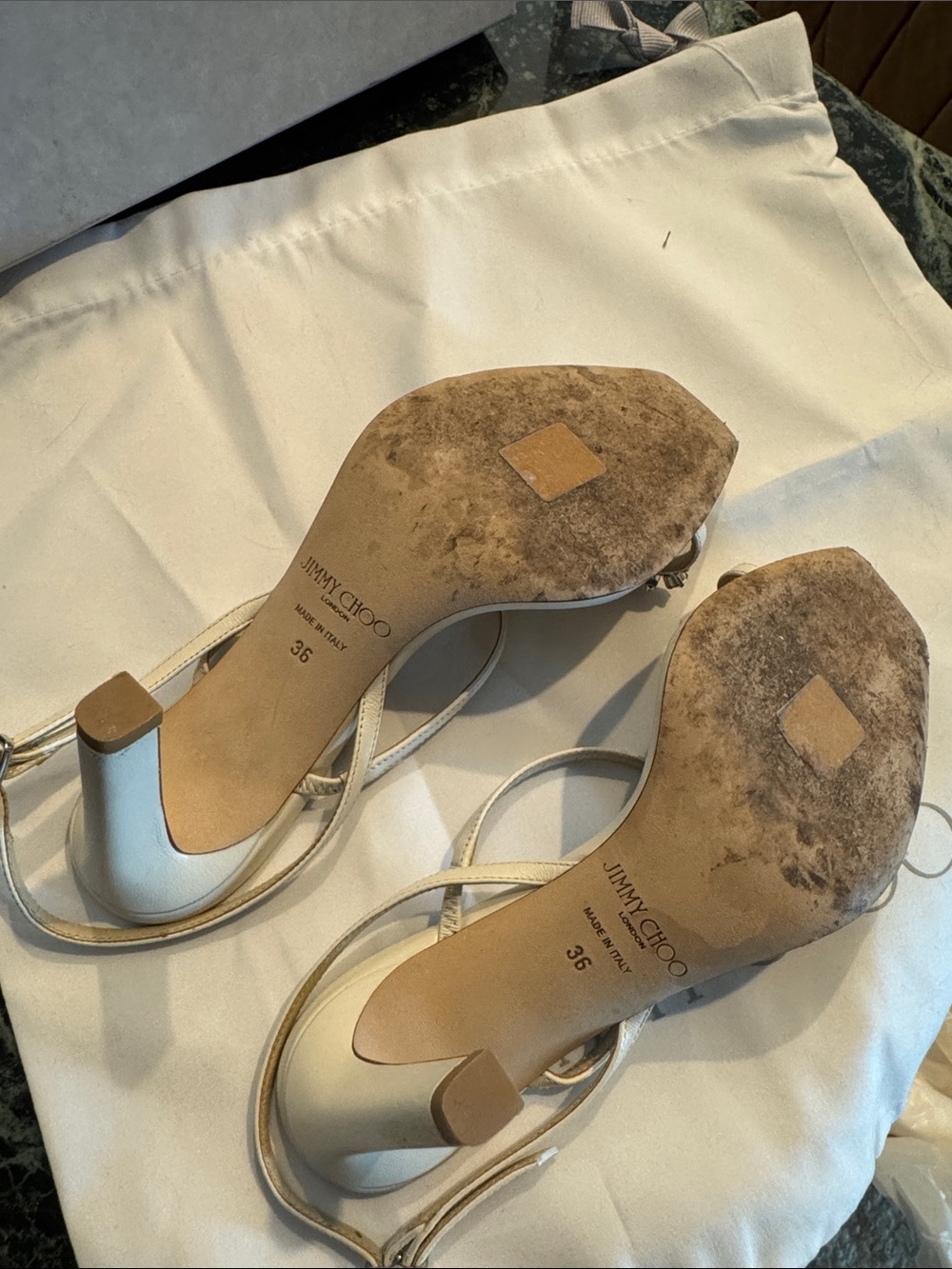 Jimmy Choo white ivory meira bridal Crystal sandal Slingback Heels pumps 6 36 - Picture 6 of 7